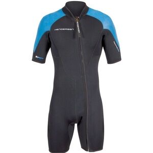 Henderson 3mm Thermoprene Pro Men’s Shorty Wetsuit XXL Front Zip Scuba Blk Blue